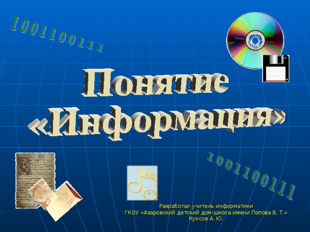 Разработал учитель информатики ГКОУ «Азаровский детский дом-школа имени Попова В. Т.» Куксов А. Ю.