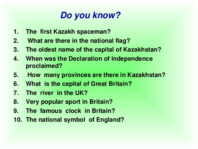 Do you know?