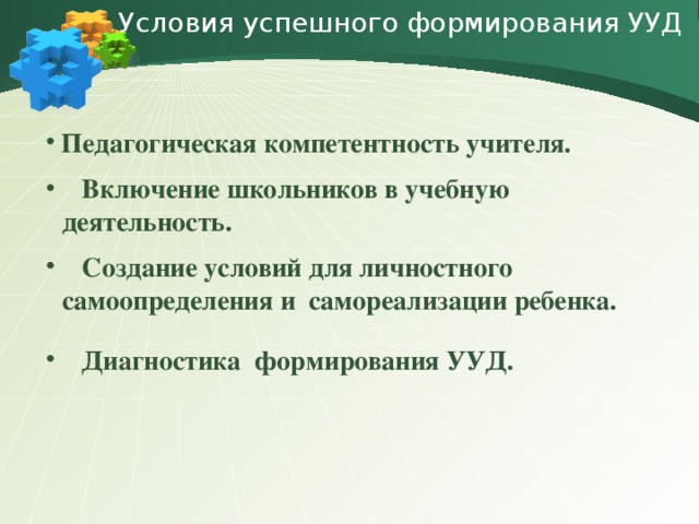 Условия успешного формирования УУД