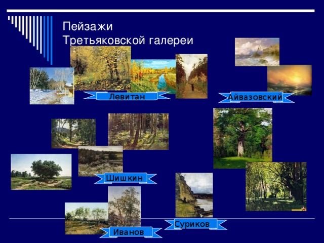 Пейзажи  Третьяковской галереи Левитан Айвазовский Шишкин Суриков Иванов