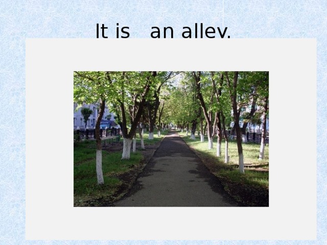 It is an alley.