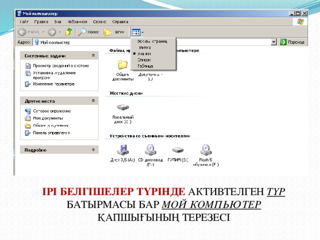 ІРІ БЕЛГІШЕЛЕР ТҮРІНДЕ АКТИВТЕЛГЕН ТҮР БАТЫРМАСЫ БАР МОЙ КОМПЬЮТЕР ҚАПШЫҒЫНЫҢ ТЕРЕЗЕСІ