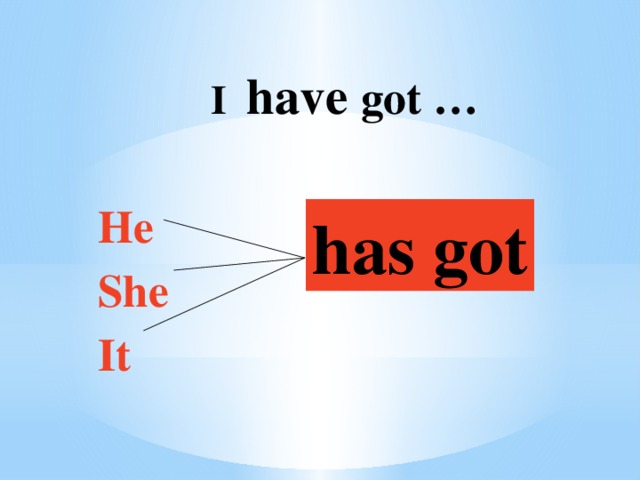 I have got …  He  She  It has got