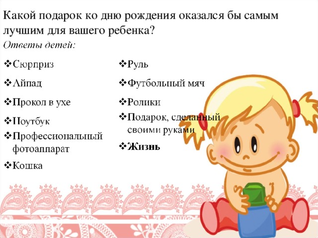 Какой подарок ко дню рождения оказался бы самым лучшим для вашего ребенка?