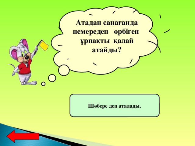 Атадан санағанда немереден өрбіген ұрпақты қалай атайды? Шөбере деп аталады.