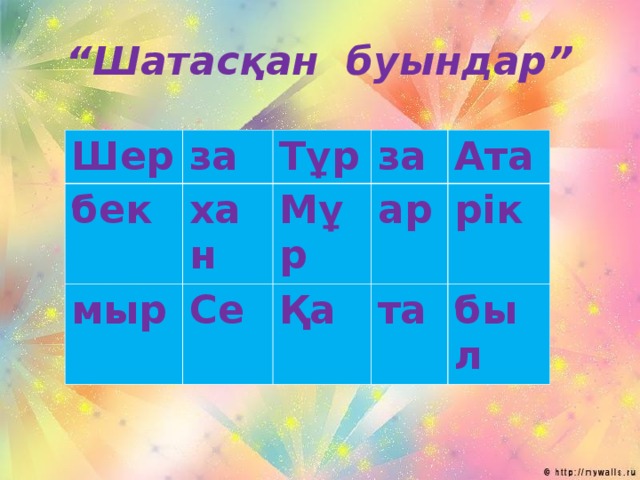 “ Шатасқан буындар” Шер за бек мыр хан Тұр за Се Мұр Ата ар Қа та рік был