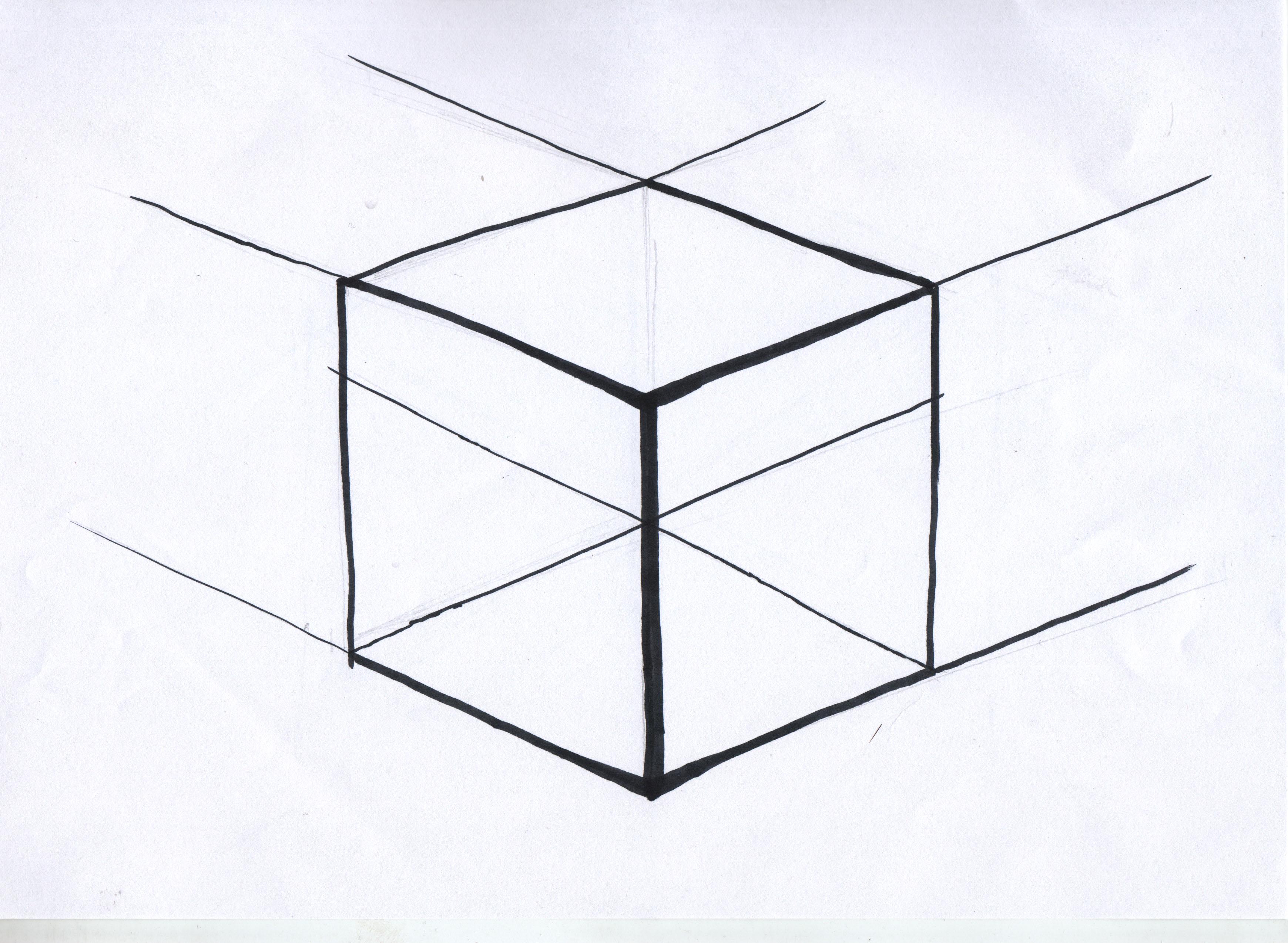 Нарисовать куб карандашом поэтапно