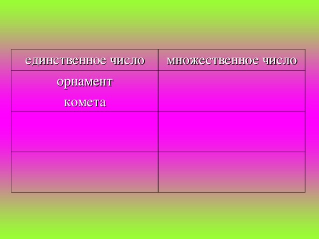 единственное число множественное число орнамент комета