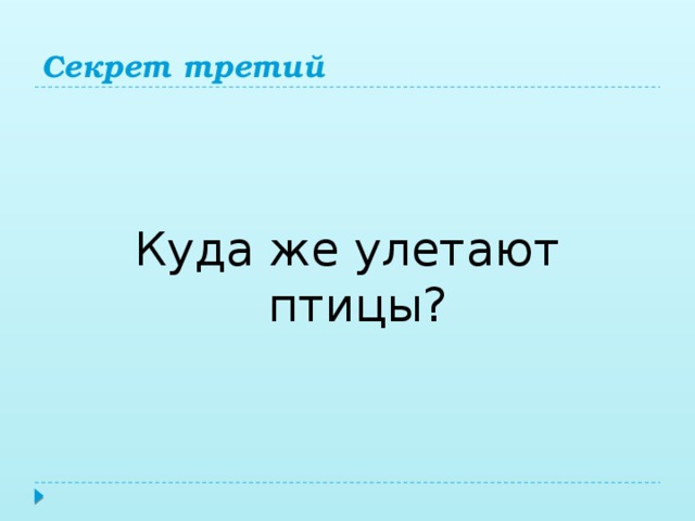 Секрет третий Куда же улетают птицы?