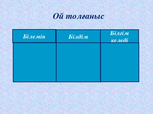 Ой толғаныс Білемін Білгім келеді Білдім