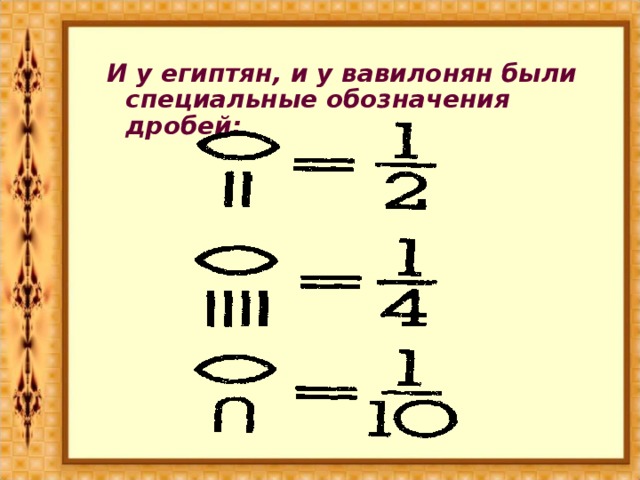 Дробные символы. Обозначение дроби. Изображение дробей в древнем Египте. Египетские дроби. Обозначения египетских дробей.