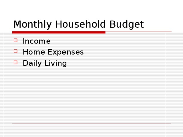 Monthly Household Budget