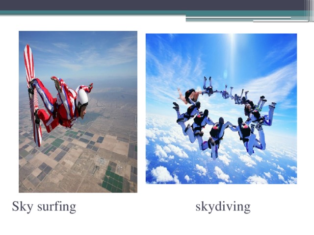 Sky surfing skydiving