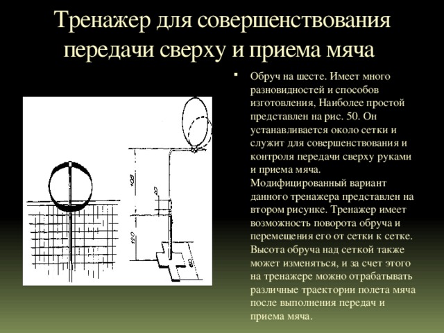 Тренажер для совершенствования передачи сверху и приема мяча