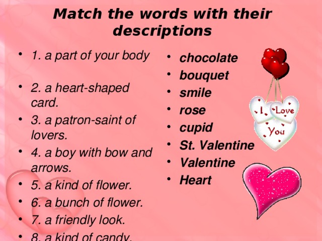 Match the words with their descriptions