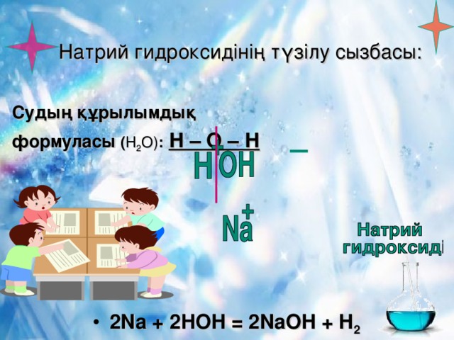 Натрий гидроксидінің түзілу сызбасы: Судың құрылымдық формуласы ( Н 2 О) :  Н – О – Н