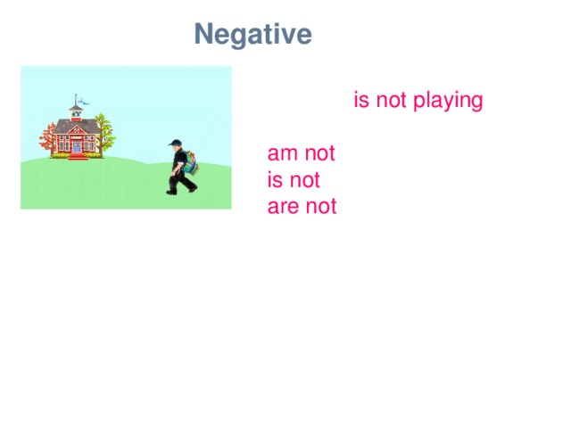 Negative The boy is not  playing . am not is not are not