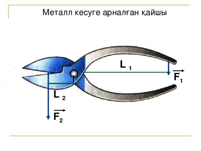 Металл кесуге арналған қайшы L 1 F 1  L 2  F 2