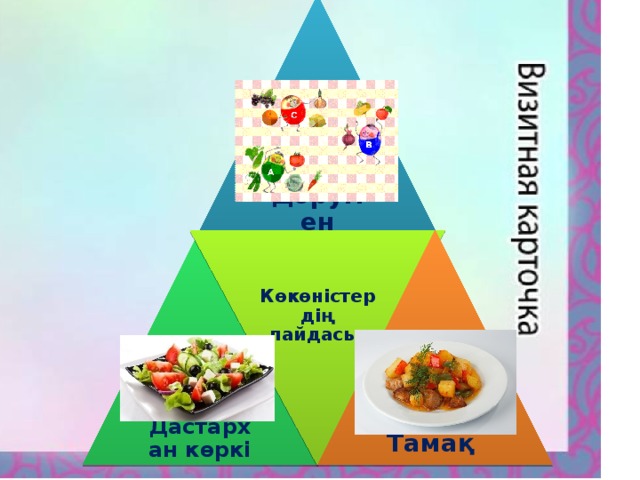 Дәрумен   Көкөністердің пайдасы     Дастархан көркі Тамақ