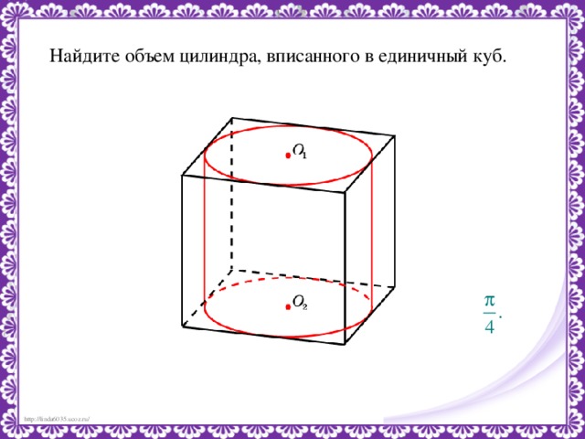 Найдите объем цилиндра, вписанного в единичный куб.