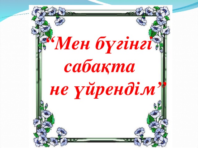 “ Мен бүгінгі  сабақта  не үйрендім”