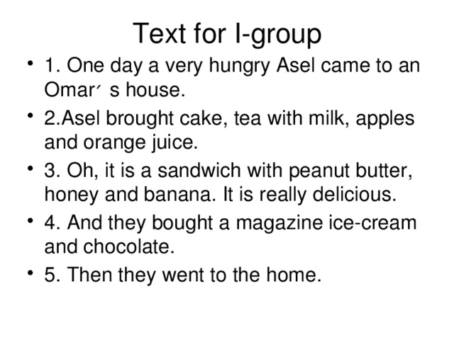 Text for I-group