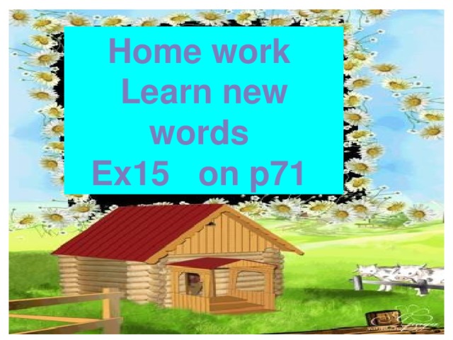 Home work Learn new words Ex15 on p71