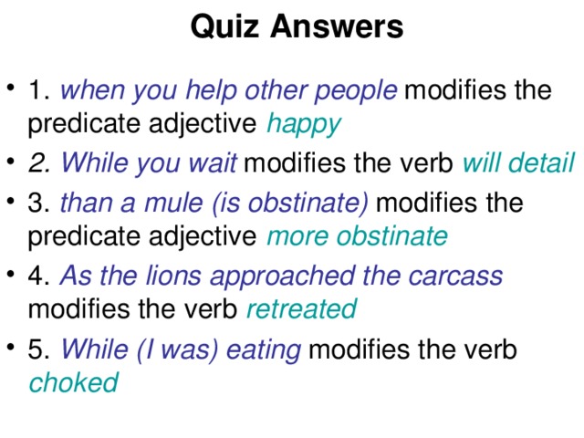 Quiz Answers