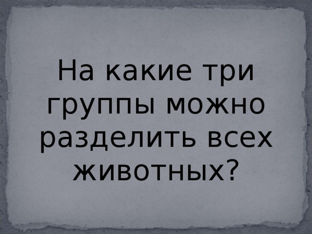 На какие три группы можно разделить всех животных?