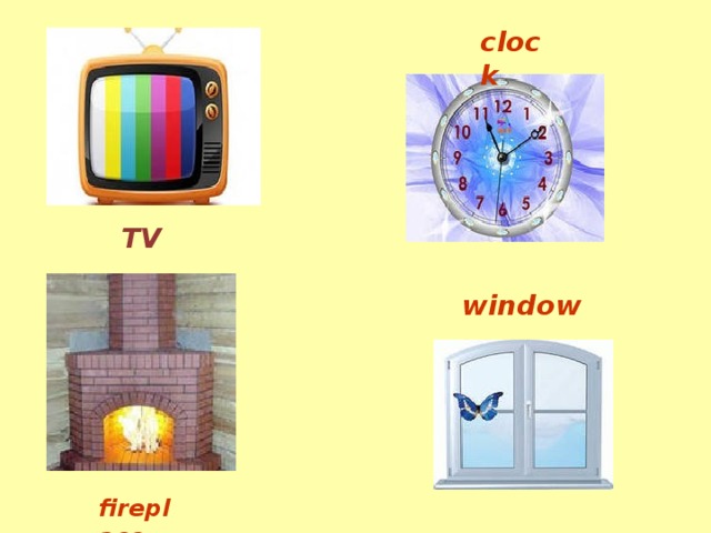 clock TV window fireplace