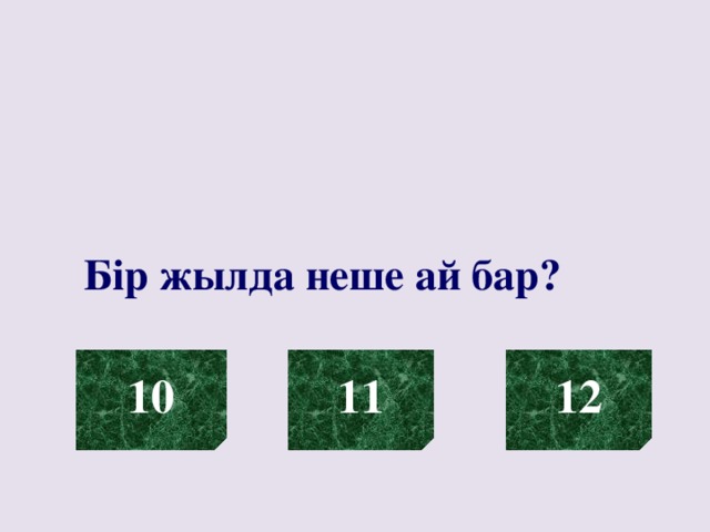 Бір жылда неше ай бар?   10 11 12