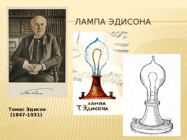 Лампа Эдисона Томас Эдисон  (1847-1931)