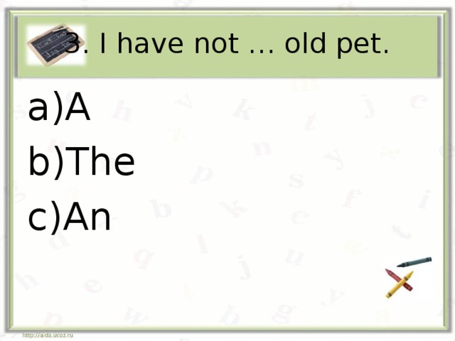 3. I have not … old pet.
