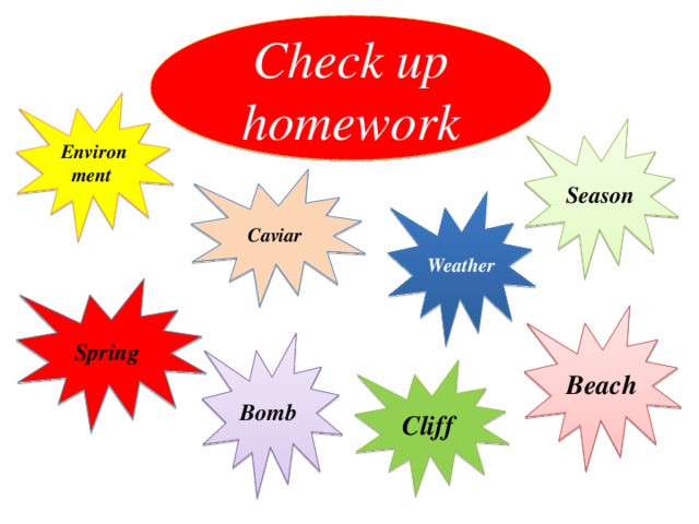 Check up homework Environment Season Caviar Weather Spring Beach Bomb Cliff