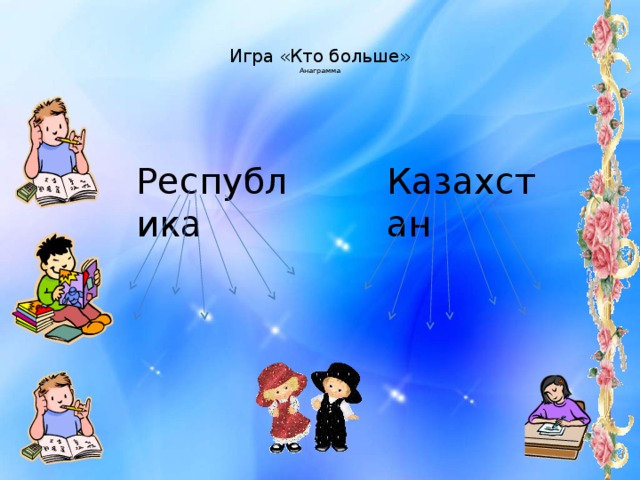 Игра «Кто больше»  Анаграмма   Казахстан Республика