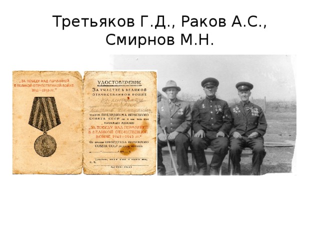 Третьяков Г.Д., Раков А.С., Смирнов М.Н.