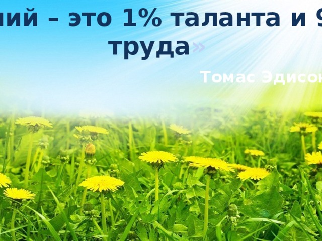 « Гений – это 1% таланта и 99% труда » Томас Эдисон