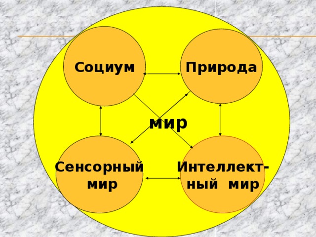 Социум Природа мир Интеллект- Сенсорный ный мир  мир ТЕРЕЩЕНКО И.Е.