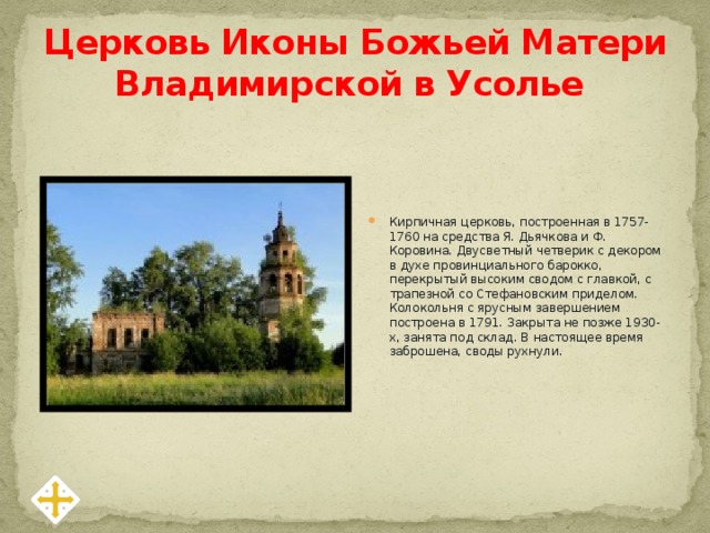 Церковь Иконы Божьей Матери Владимирской в Усолье
