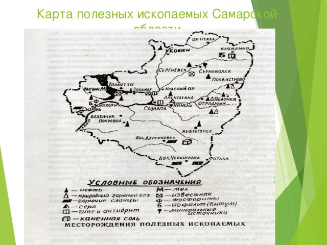 Карта полезных ископаемых Самарской области