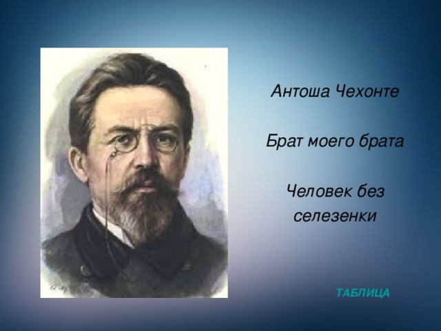 Антоша Чехонте  Брат моего брата  Человек без селезенки ТАБЛИЦА