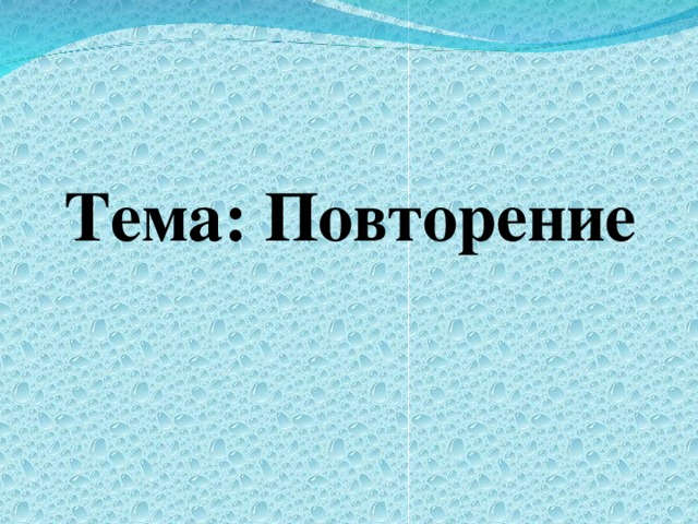 Тема: Повторение