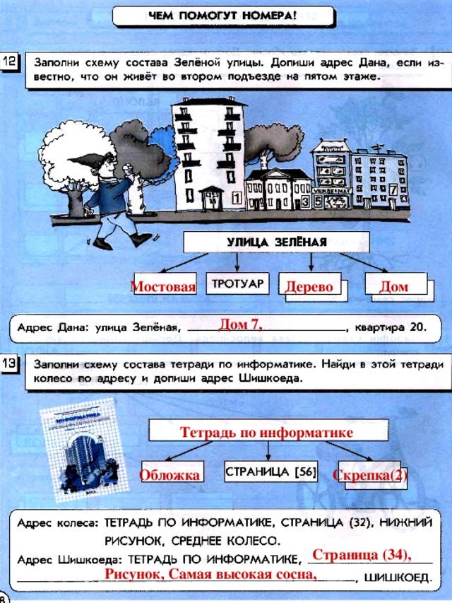 Мостовая Дерево Дом Дом 7, Тетрадь по информатике Обложка Скрепка(2) Страница (34), Рисунок, Самая высокая сосна,