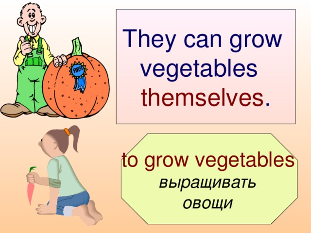 They can grow  vegetables  themselves .  to grow vegetables  выращивать овощи