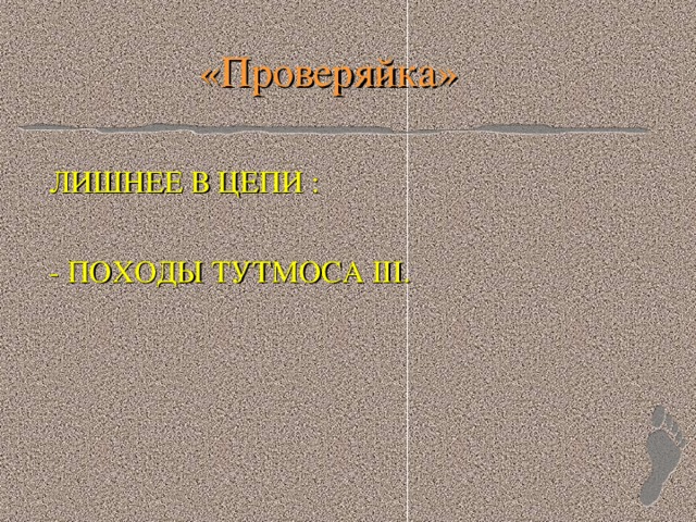 «Проверяйка»  ЛИШНЕЕ В ЦЕПИ :  - ПОХОДЫ ТУТМОСА III.