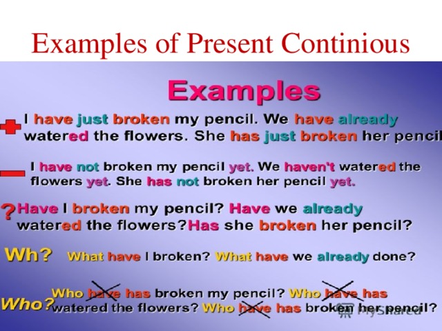 Examples of Present Continious