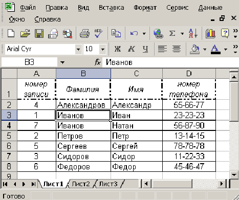 Создание базы данных в excel практическая работа