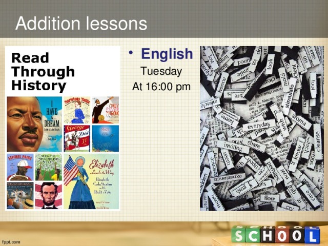 Addition lessons English Tuesday At 16:00 pm