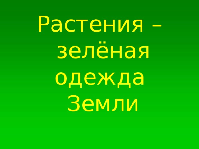 Растения –  зелёная одежда  Земли