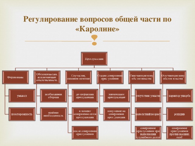 Регулирование вопросов общей части по «Каролине»